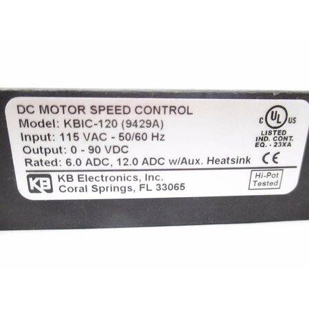 Kb Electronics Dc Speed Controller 115v-ac 9a Amp 0-90v-dc 1/100-1/2hp KBIC-120